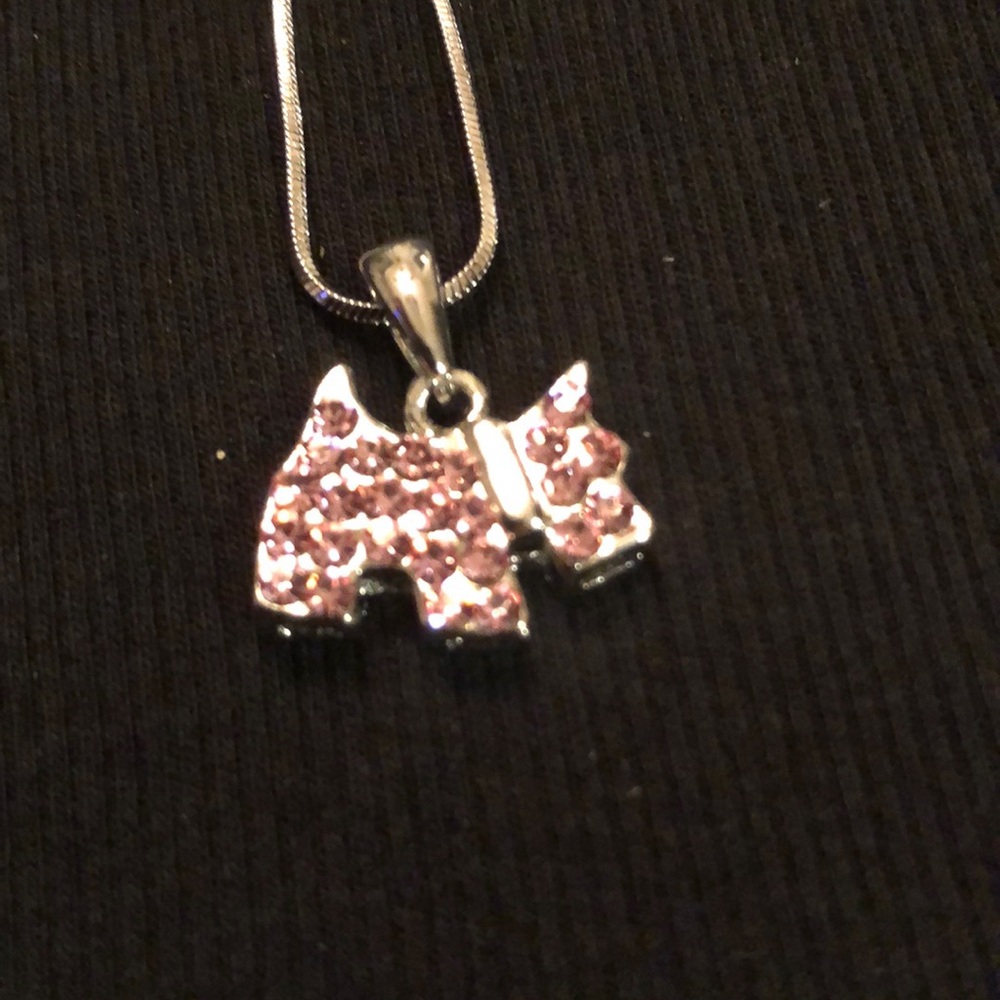 Kids Pink Dog Pendant Necklace